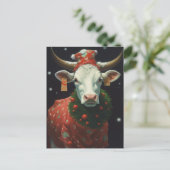 クリスマス牛 ポストカード (スタンド正面)