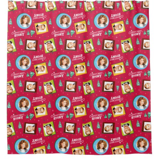 クリスマス物語 |家族の写真パターン シャワーカーテン (正面)