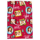 クリスマス物語 |家族の写真パターン ミディアムペーパーバッグ (正面)