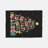 クリスマス特別教育先生おもしろいSPED先生 フリースブランケット (正面(横))