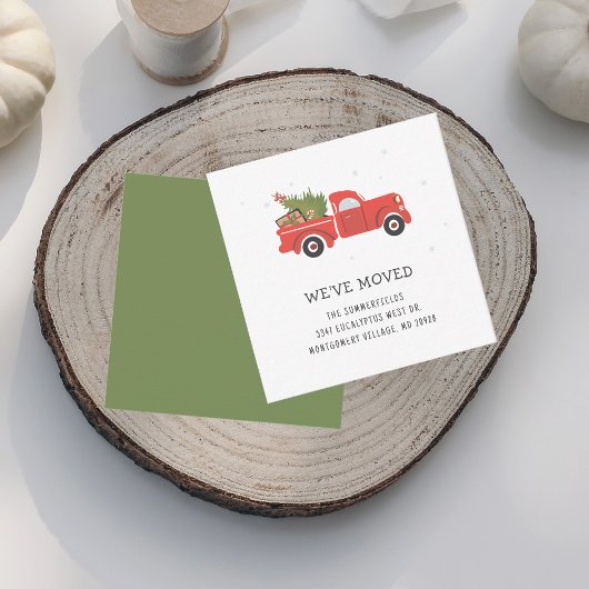クリスマス特別！赤いトラックの引越しお知らせ ノートカード