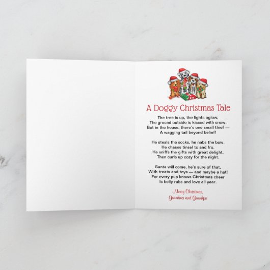 クリスマス犬あなたの署名を追加する子供の名前 カード (内部)