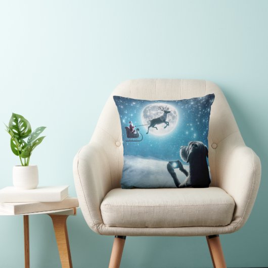 クリスマス犬がそりでサンタクロースを撮影 クッション (椅子)