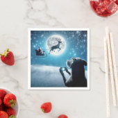 クリスマス犬がそりでサンタクロースを撮影 スタンダードカクテルナプキン (インサイチュ)