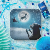 クリスマス犬がそりでサンタクロースを撮影 ペーパープレート (パーティー)