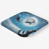 クリスマス犬がそりでサンタクロースを撮影 ペーパープレート (傾斜あり)