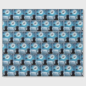 クリスマス犬がそりでサンタクロースを撮影 ラッピングペーパー (フラット)