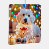 クリスマス犬が光に絡まった セラミックオーナメント (右)