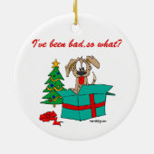 クリスマス犬ずっと私は何悪いですそうか。 セラミックオーナメント (裏面)