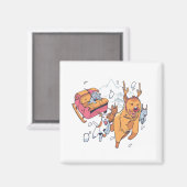 クリスマス犬と猫ぞり マグネット (正面/裏面)