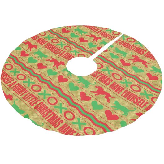 クリスマス犬と猫の毛皮 ブラッシュドポリエステルツリースカート (アングル)