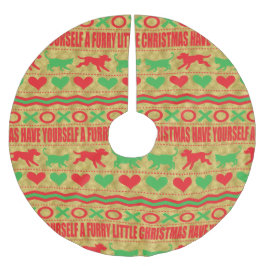 クリスマス犬と猫の毛皮 ブラッシュドポリエステルツリースカート