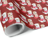 クリスマス犬と猫 ラッピングペーパー (ロールコーナー)