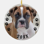 クリスマス犬のオーナメント- Pawprints セラミックオーナメント (裏面)