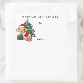 クリスマス犬のギフトは自己接着に付けます 長方形シール (バッグ)