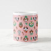 クリスマス犬のホリデーアクセサリーパターン ジャンボコーヒーマグカップ (正面)