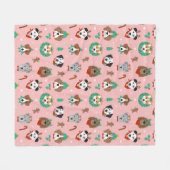 クリスマス犬のホリデーアクセサリーパターン フリースブランケット (正面(横))