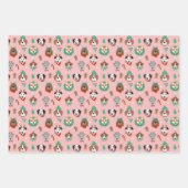クリスマス犬のホリデーアクセサリーパターン ラッピングペーパーシート (正面)