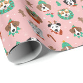 クリスマス犬のホリデーアクセサリーパターン ラッピングペーパー (ロールコーナー)