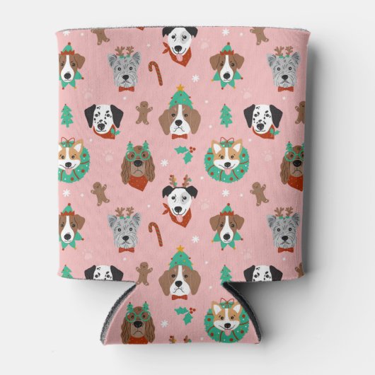 クリスマス犬のホリデーアクセサリーパターン 缶クーラー (正面)