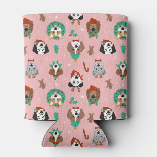 クリスマス犬のホリデーアクセサリーパターン 缶クーラー (裏面)