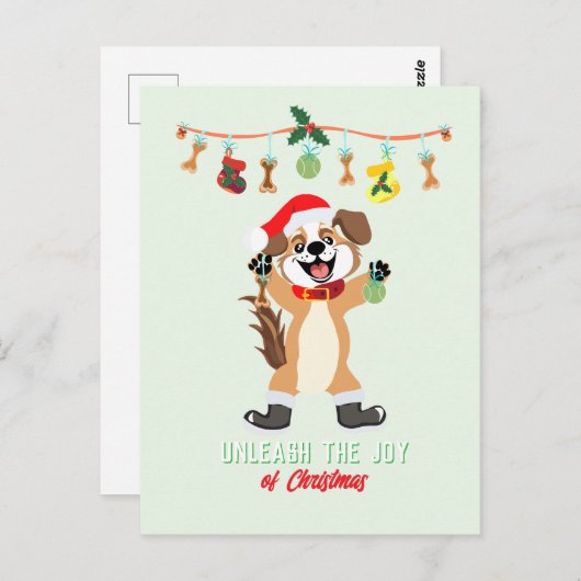 クリスマス犬の喜びを解き放つ ポストカード (正面/裏面)