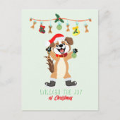 クリスマス犬の喜びを解き放つ ポストカード (正面)