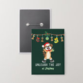 クリスマス犬の喜びを解き放つ 缶バッジ (正面/裏面)
