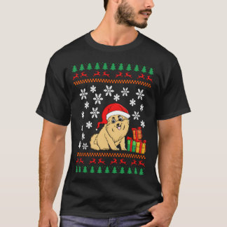 クリスマス犬の女の子がいるおもしろいクリスマスデザイン Tシャツ