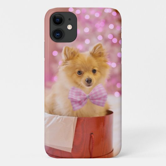 クリスマス犬の子犬のプレゼントあり Case-Mate iPhoneケース (裏面)
