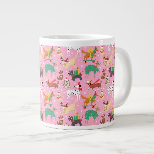 クリスマス犬の服装 ジャンボコーヒーマグカップ (正面右)