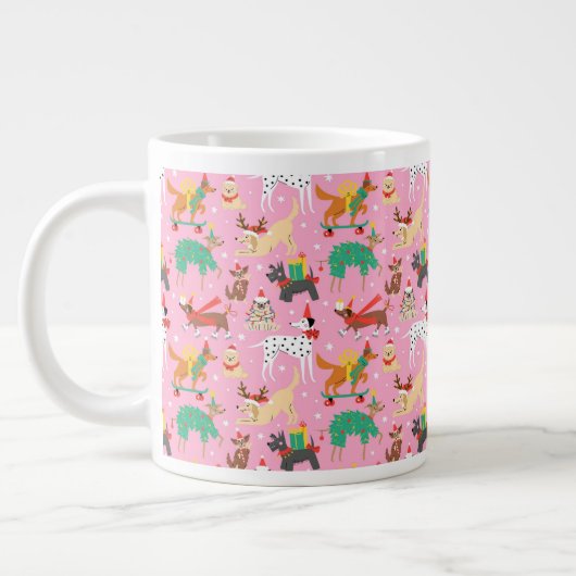 クリスマス犬の服装 ジャンボコーヒーマグカップ (左)