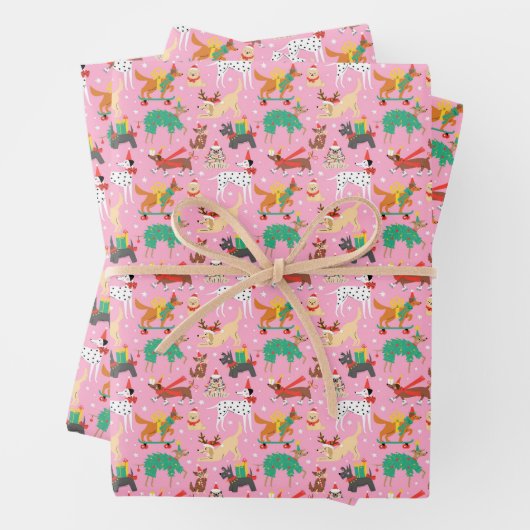 クリスマス犬の服装 ラッピングペーパーシート (インサイチュ)