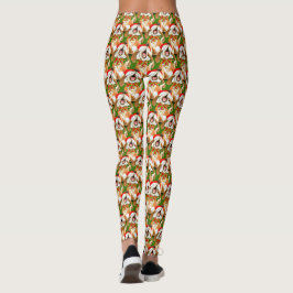 クリスマス犬の聖歌隊のお洒落な水彩画のレギング レギンス