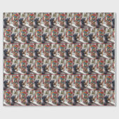 クリスマス犬の骨の付いた髭のあるコリー ラッピングペーパー (フラット)