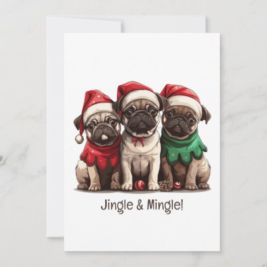 クリスマス犬をジャラジャラ鳴らして混ぜ合わせる 招待状 (正面)