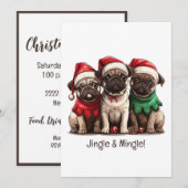 クリスマス犬をジャラジャラ鳴らして混ぜ合わせる 招待状 (正面/裏面)