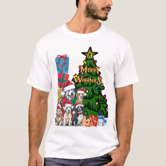 クリスマス犬をテーマにした可愛い Tシャツ