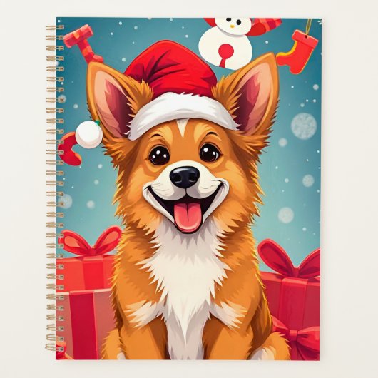 🎁クリスマス犬サンタ帽子プランナーギフト✨ プランナー手帳 (正面)
