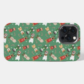 クリスマス犬パターン 赤 緑 iPhoneケース (裏面横)
