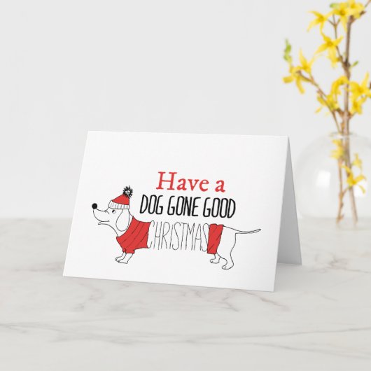 クリスマス犬パンサンタ犬グッドキリスト行った カード (黄色い花)