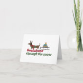 クリスマス犬パン:雪の中をダックスフント カード (正面)