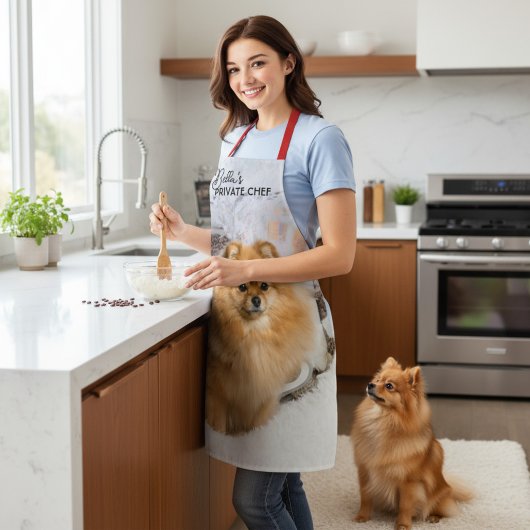 クリスマス犬プライベートシェフカスタム写真名前 エプロン