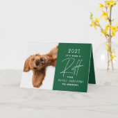 クリスマス犬面白いラフな一年を振り返る カード (黄色い花)