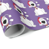 クリスマス犬 オン パープル ラッピングペーパー (ロールコーナー)