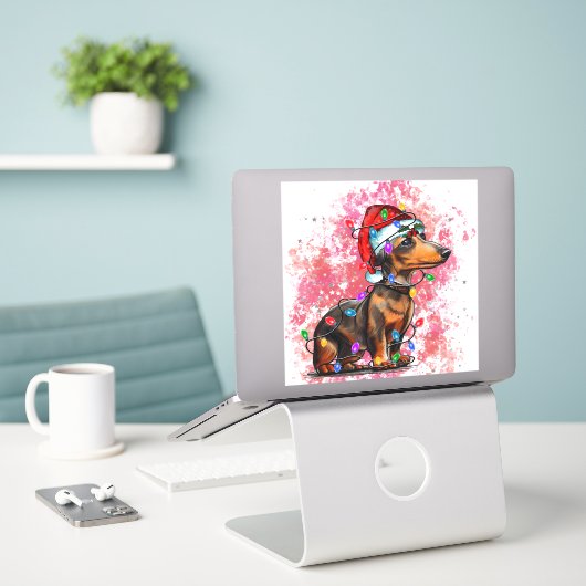 クリスマス犬 シール (デスク上のノートパソコン)