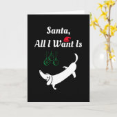 クリスマス犬 - ダックスフンド カード (黄色い花)