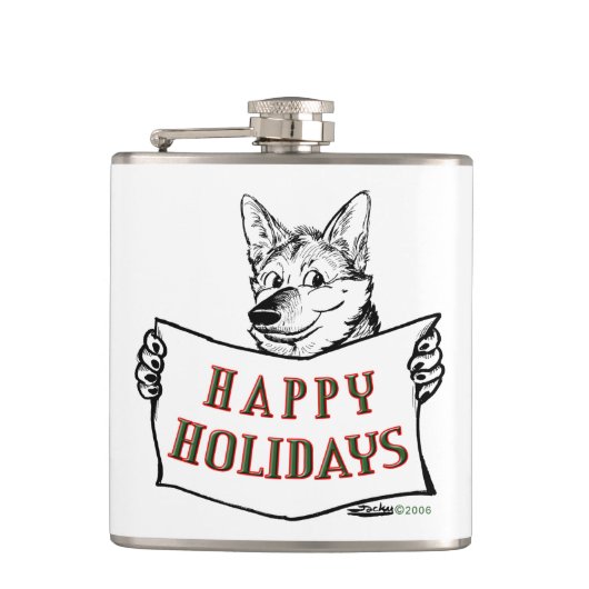 クリスマス犬：ハッピーホリデー！ フラスク (正面)