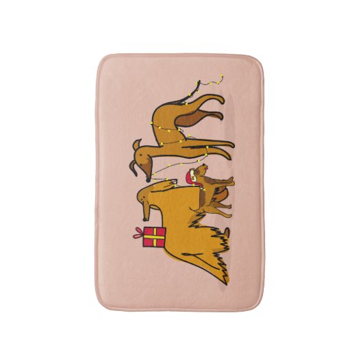 クリスマス犬 バスマット (正面縦)