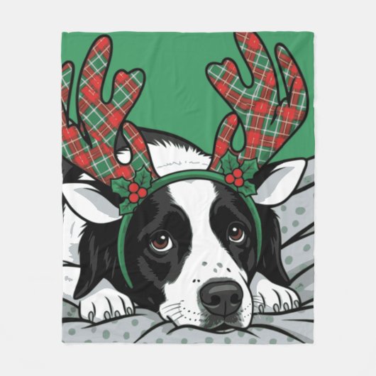 クリスマス犬 フリースブランケット (正面)